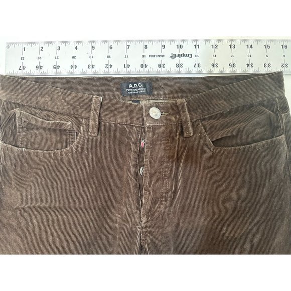 APC Corduroy Pants Mens 30 Brown Petit Standard Button Fly Straight Slim Fit - Picture 14 of 16